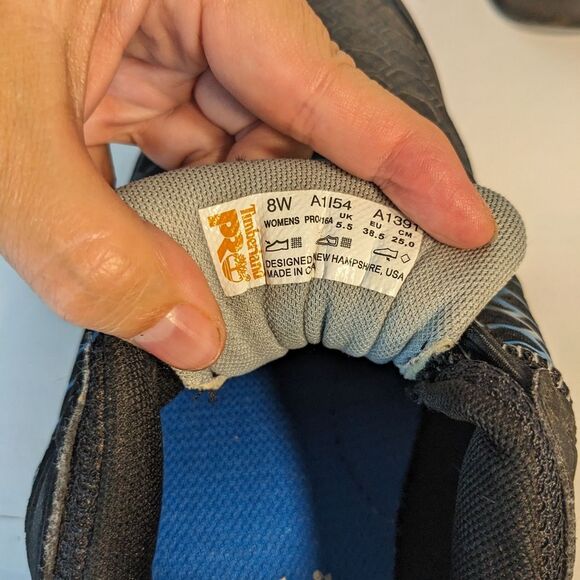 Timberland PRO Women's Powertrain Alloy-Toe Work Shoes Black Blue EUC SZ 8W - Picture 10 of 11